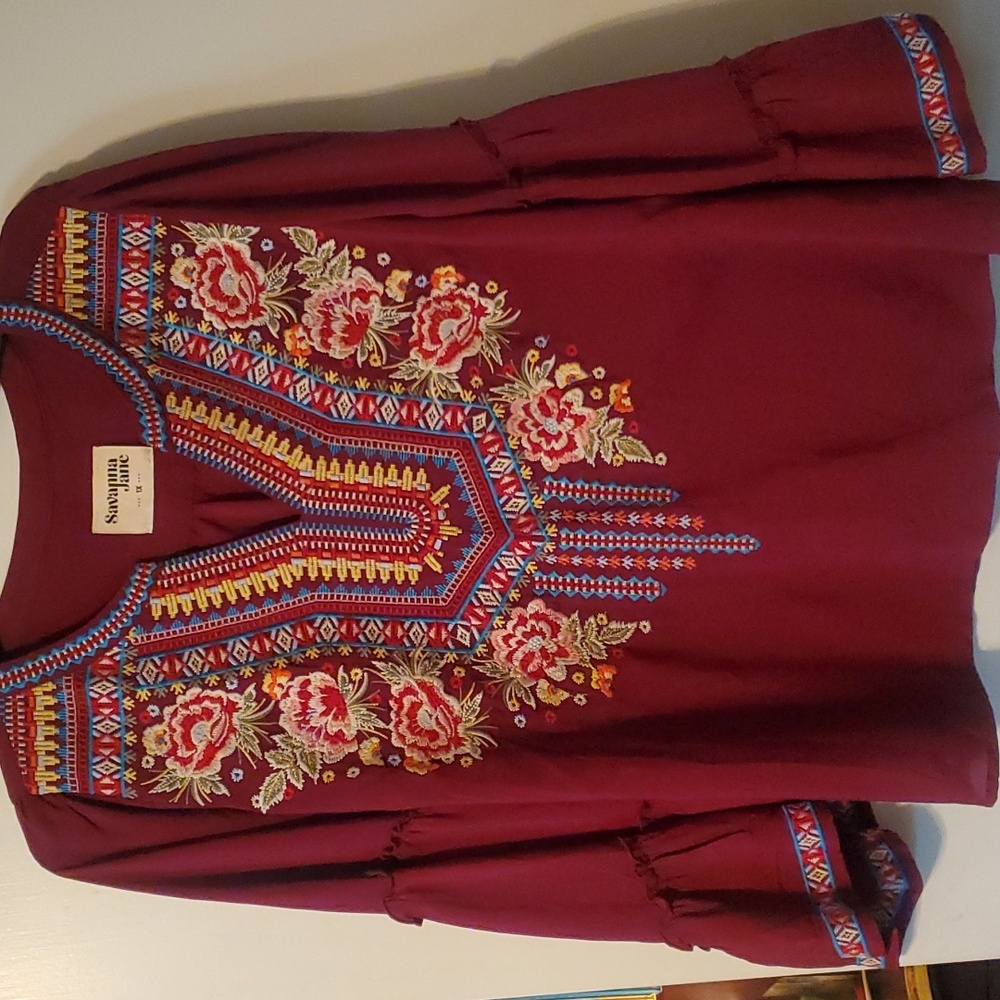 Savanna Jane embroidered tunic top in 1X